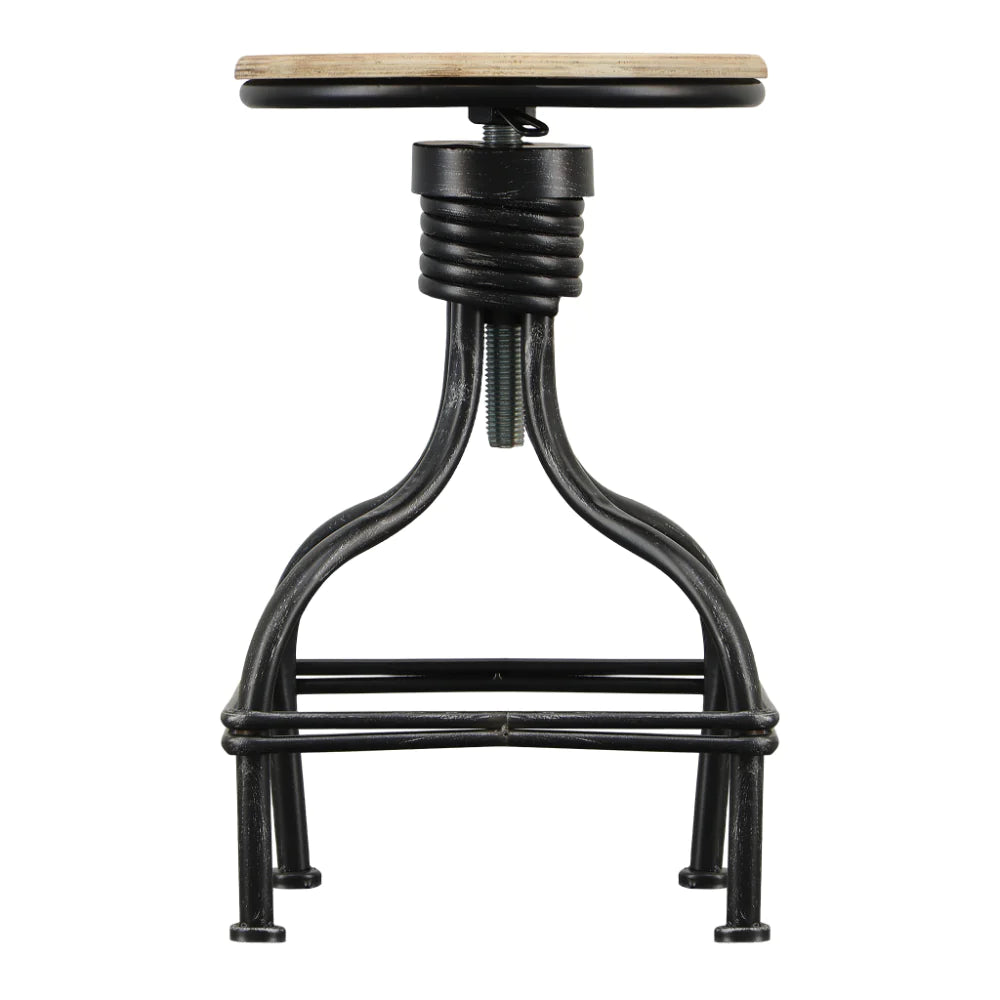Vintage Metal Frame Swivel Counter Bar Stool With Round Padded Seat, Brown And Gray - BM49341