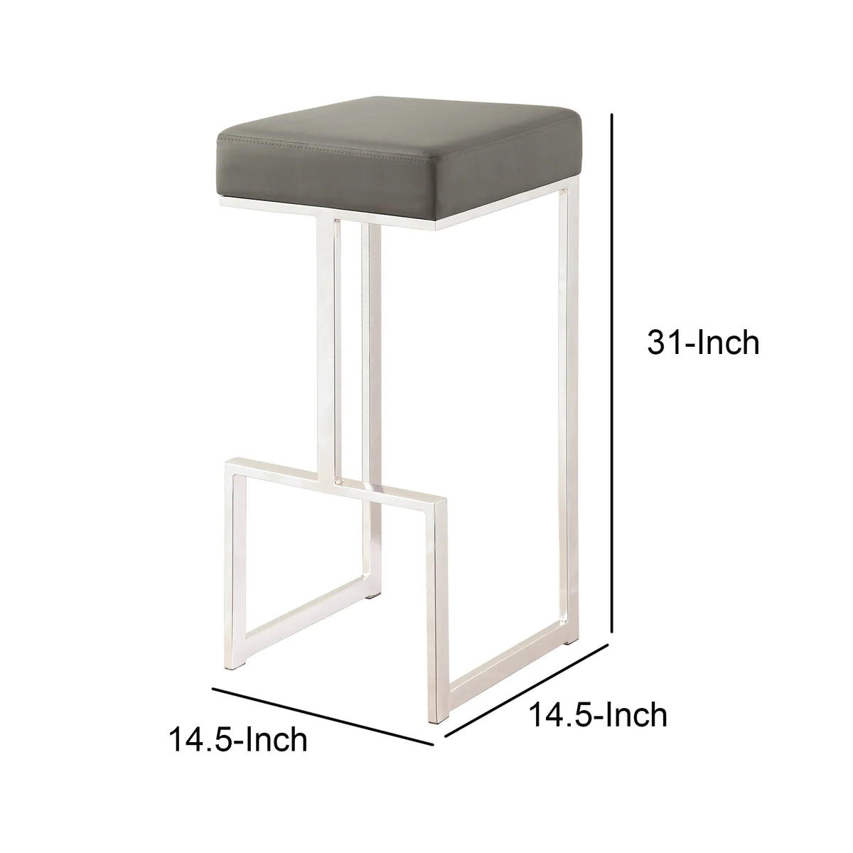 BM168067 Bar Stool With Upholstered Gray Seat With Chrome Base