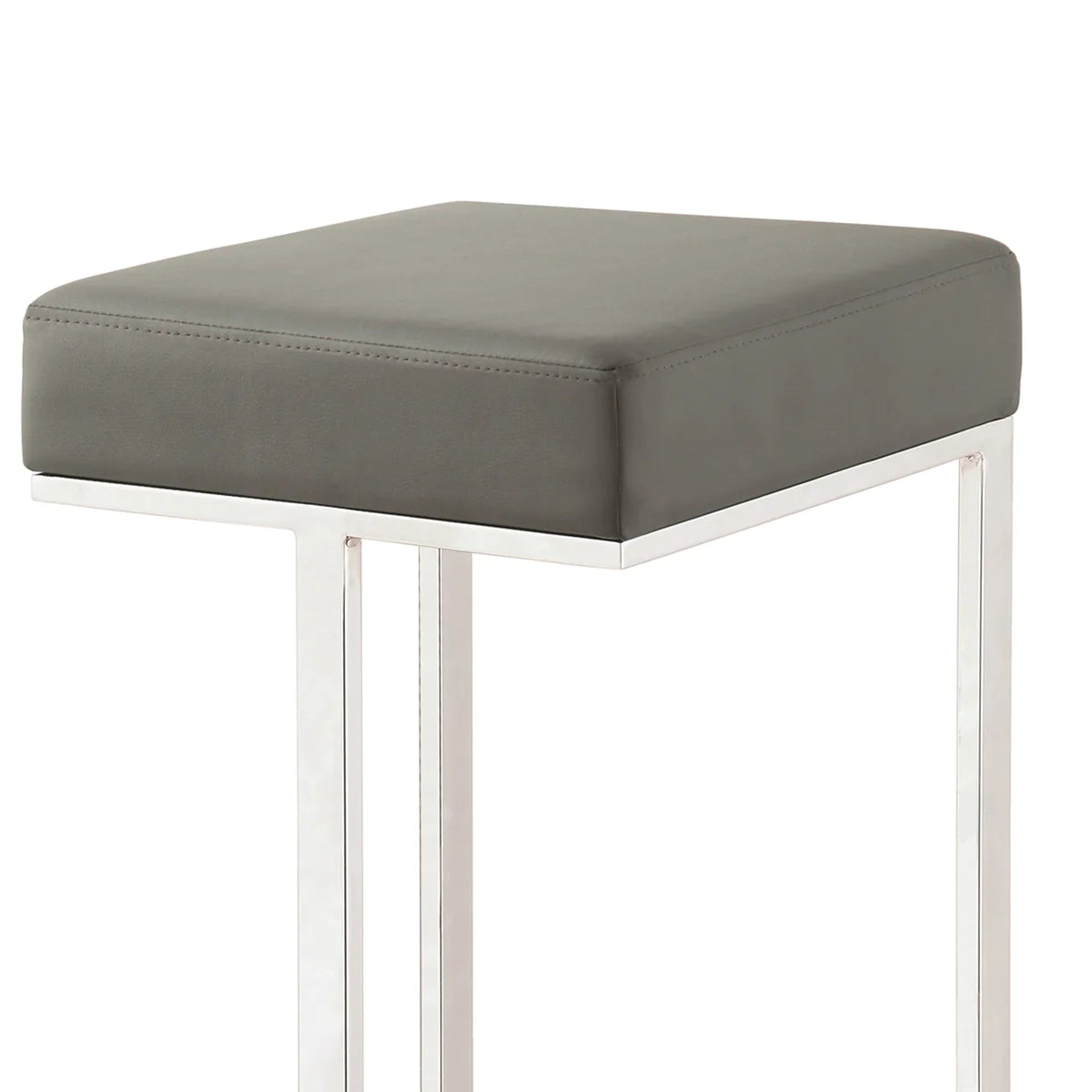 BM168067 Bar Stool With Upholstered Gray Seat With Chrome Base