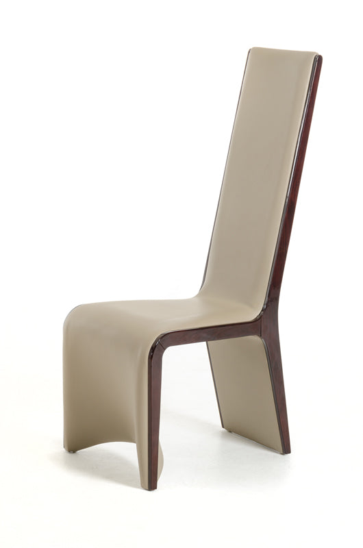 Two 47" Ebony Wood And Taupe Leatherette Dining Chairs- 282998