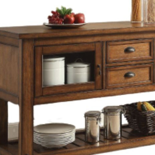 58" Rustic Brown Rolling Kitchen Cart With Storage- 285819