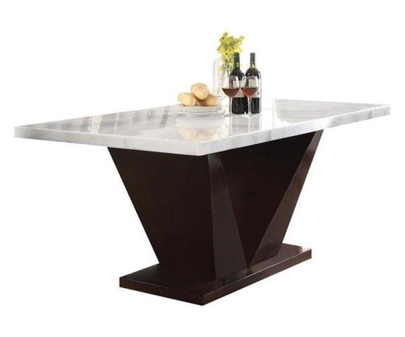 65" Contemporary White Marble And Walnut Dining Table- 286018