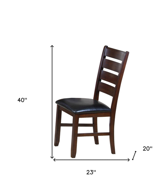 Set Of Two Espresso Upholstered Ladder Back Side Chairs- 286540