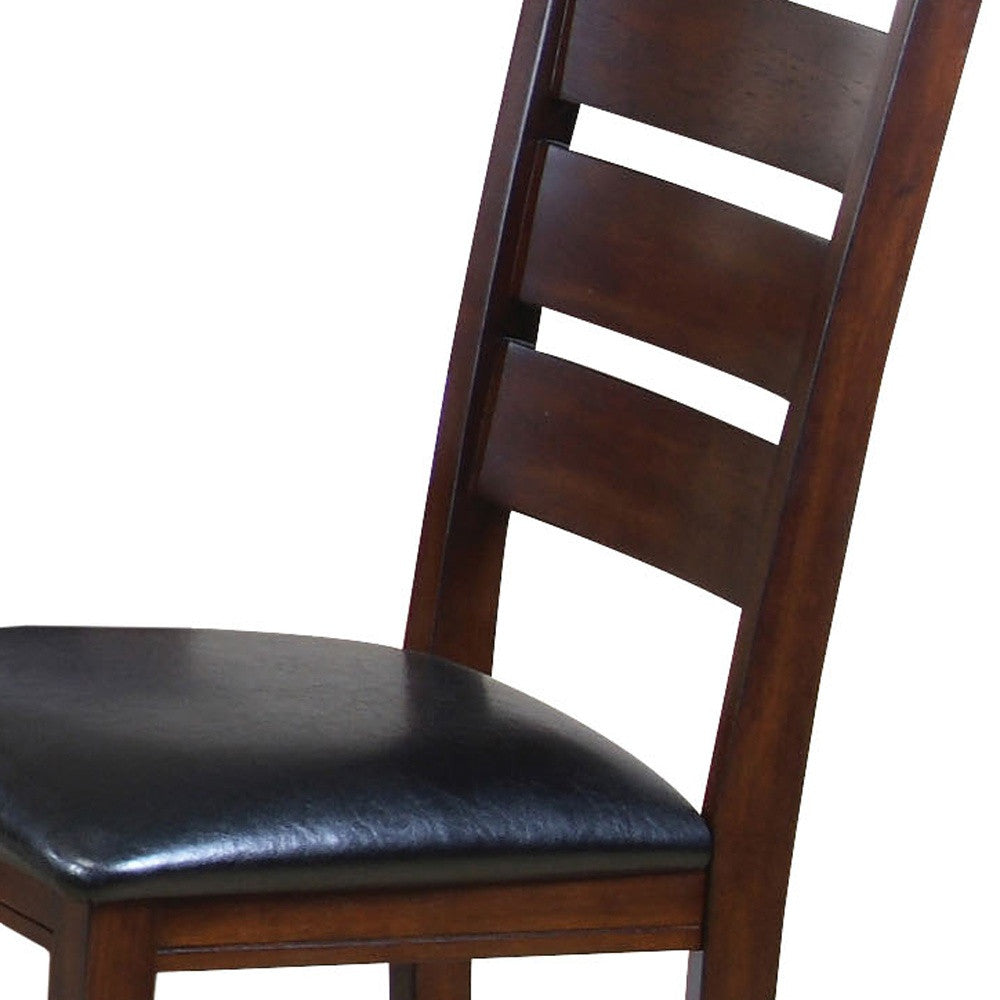 Set Of Two Espresso Upholstered Ladder Back Side Chairs- 286540