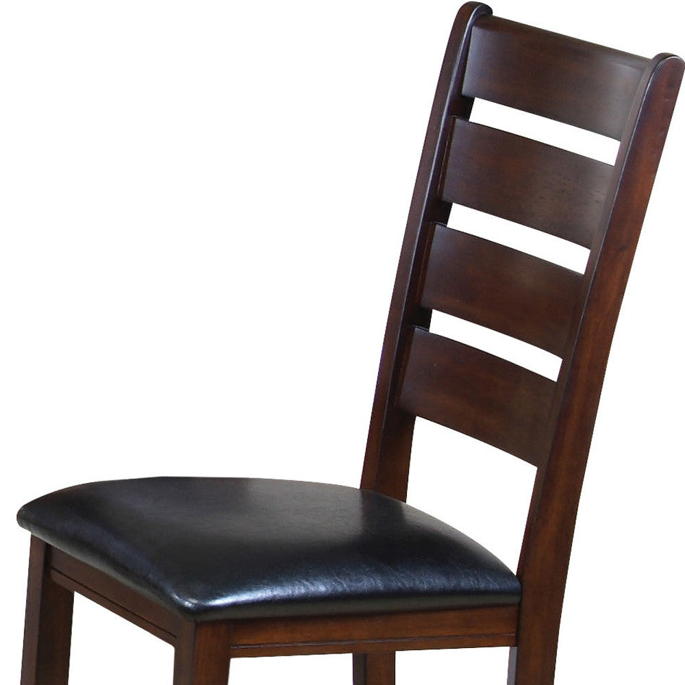 Set Of Two Espresso Upholstered Ladder Back Side Chairs- 286540
