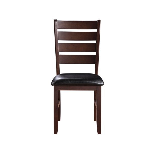 Set Of Two Espresso Upholstered Ladder Back Side Chairs- 286540