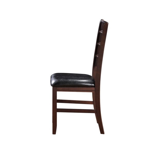 Set Of Two Espresso Upholstered Ladder Back Side Chairs- 286540