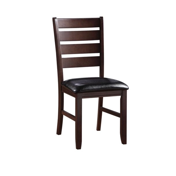 Set Of Two Espresso Upholstered Ladder Back Side Chairs- 286540