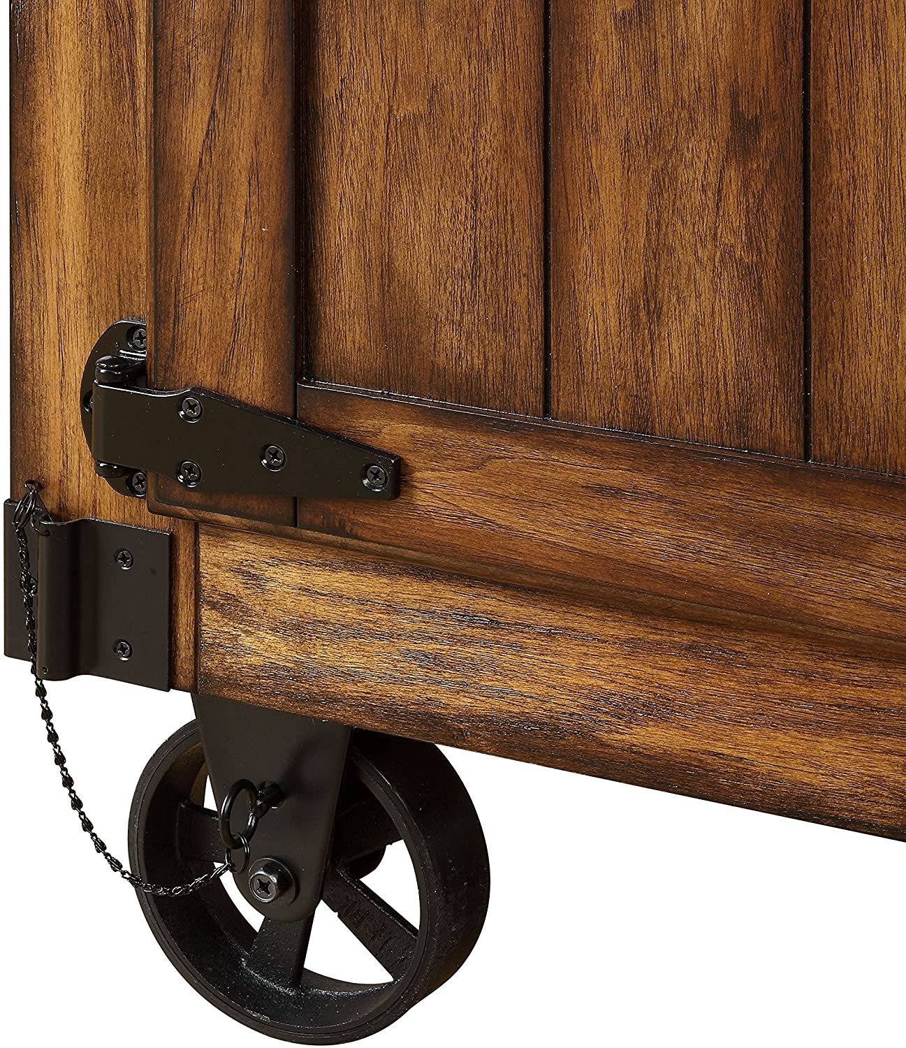 Rustic Farmhouse Warm Tobacco Rolling Kitchen Cart- 286605