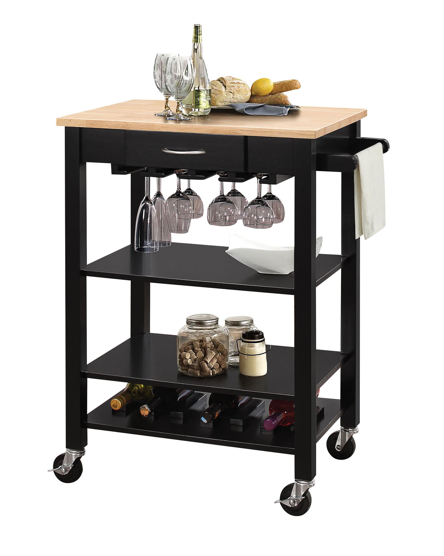 Natural And Black Kitchen Cart- 286678