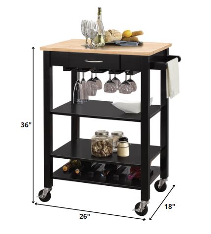 Natural And Black Kitchen Cart- 286678