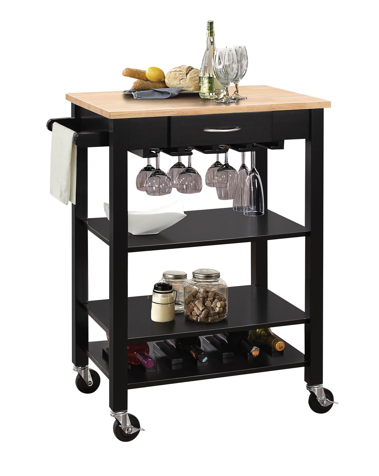 Natural And Black Kitchen Cart- 286678