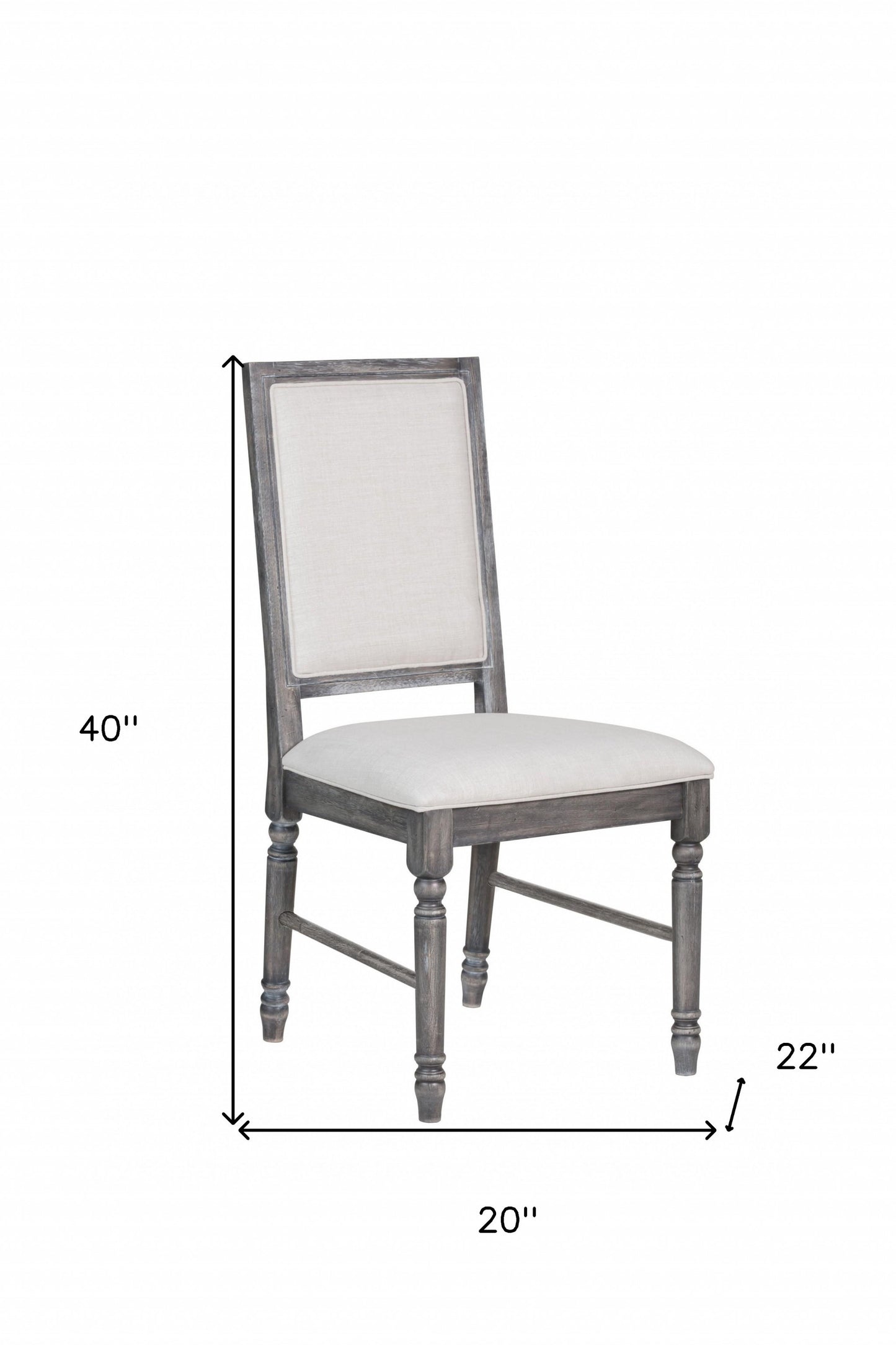 Set Of Two Gray Wood Upholstered Fabric Dining Chairs-318900