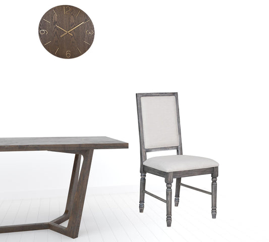 Set Of Two Gray Wood Upholstered Fabric Dining Chairs-318900