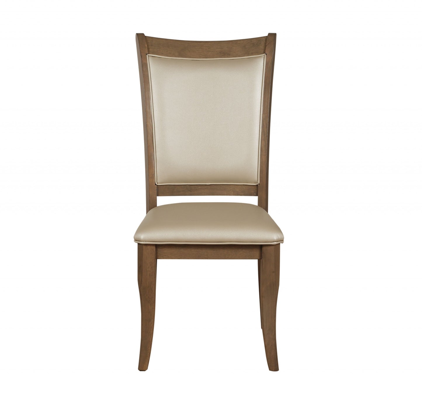 Set Of Two Beige Upholstered Faux Leather Dining Chairs- 318937