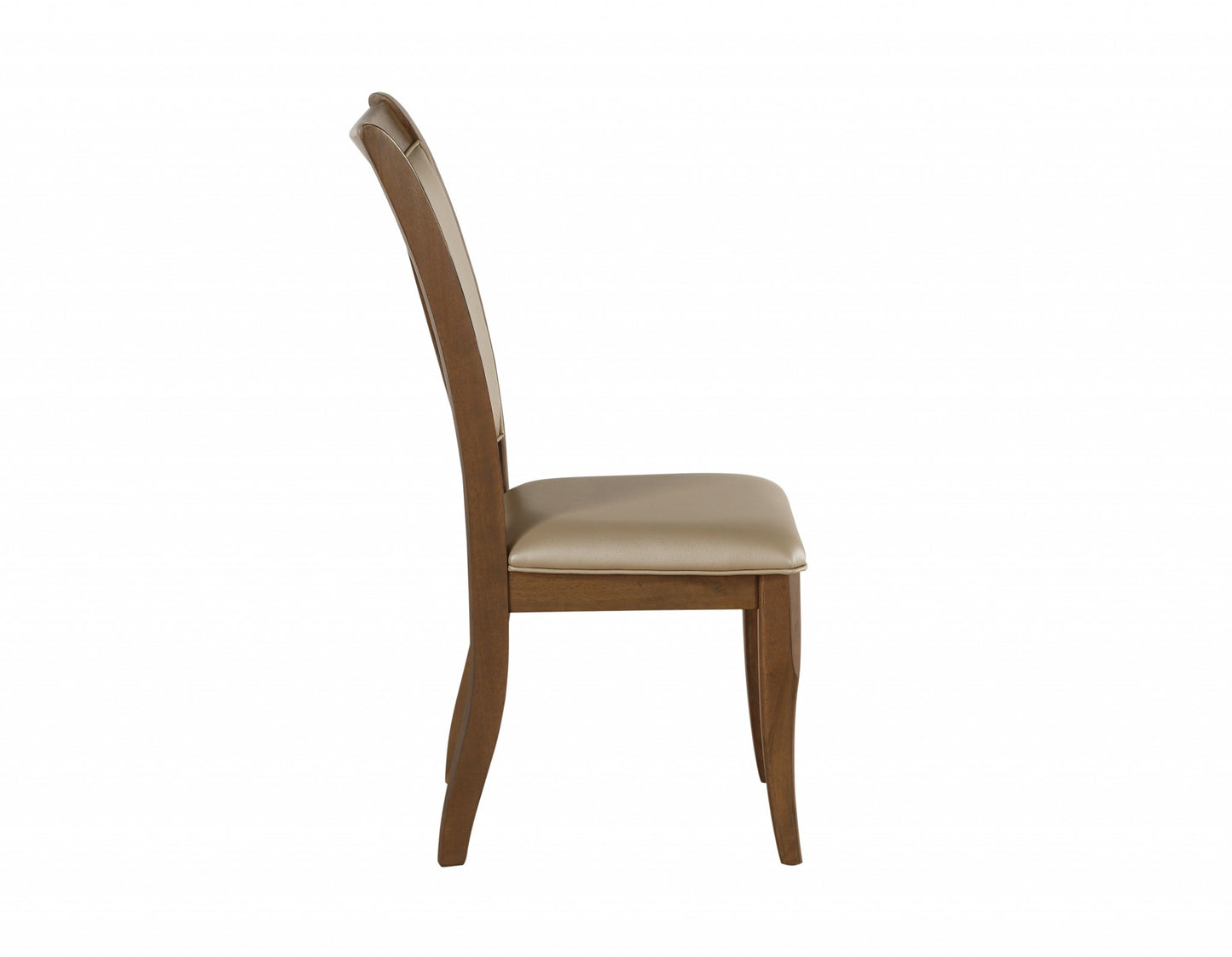 Set Of Two Beige Upholstered Faux Leather Dining Chairs- 318937
