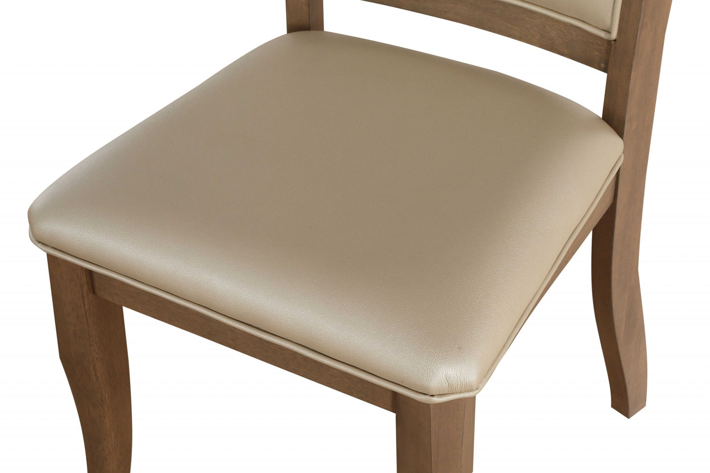 Set Of Two Beige Upholstered Faux Leather Dining Chairs- 318937