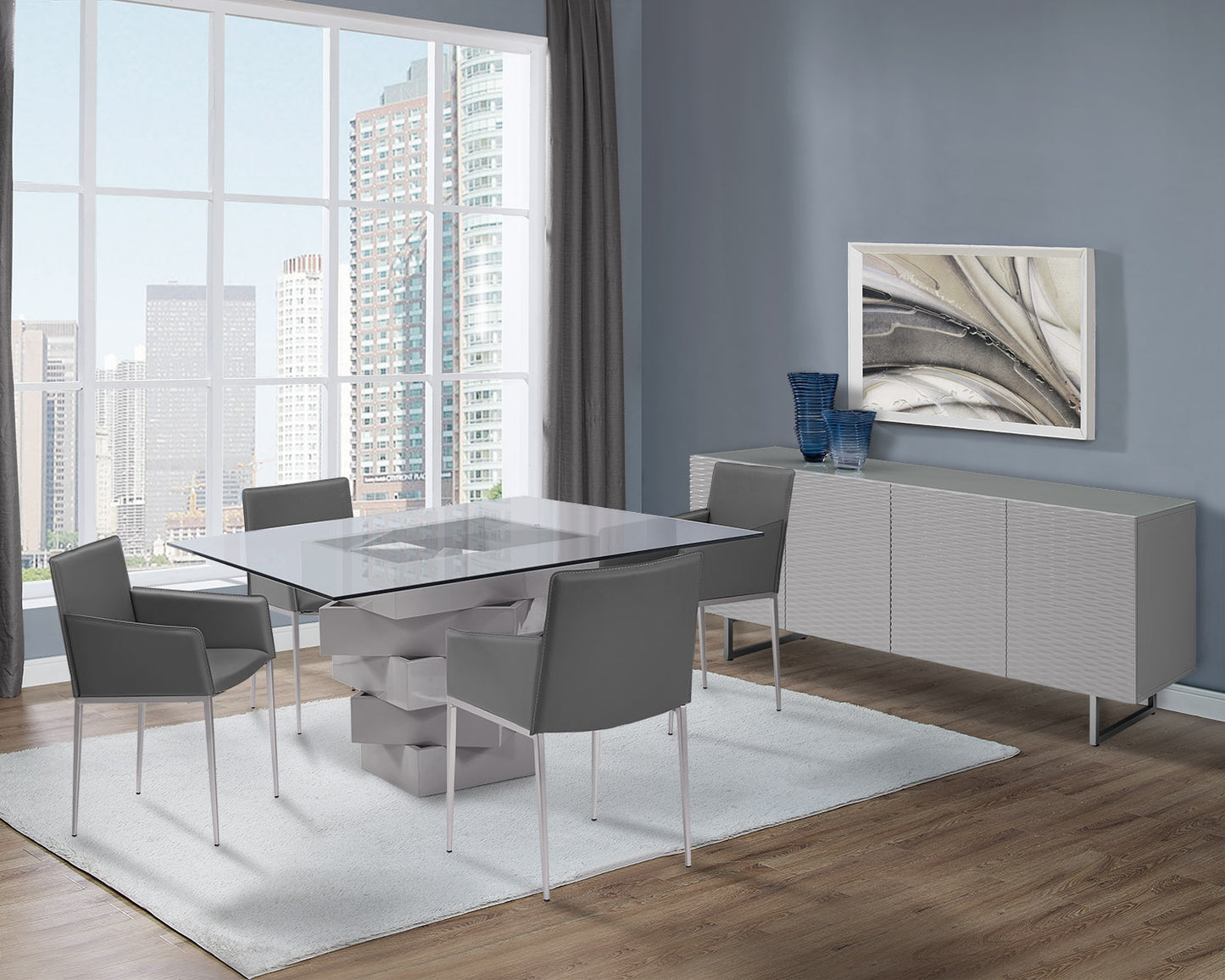 Gray Glass Dining Table- 320783