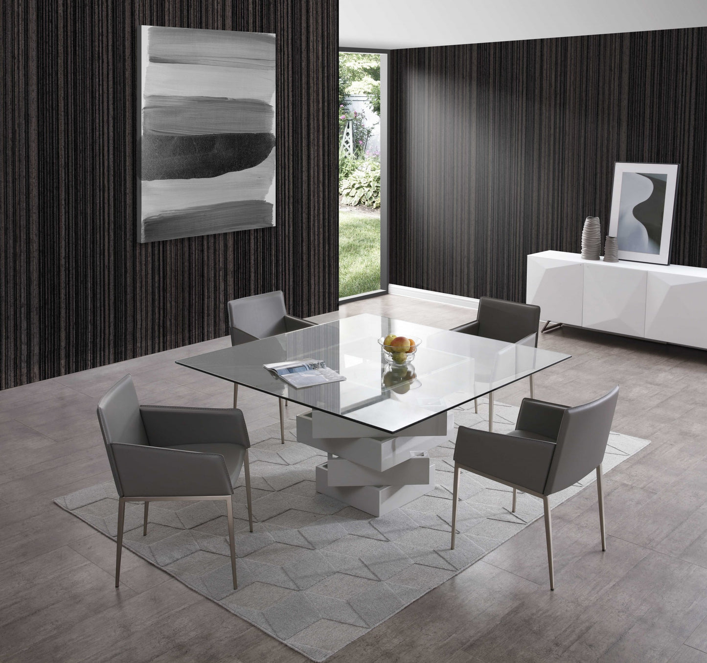 Gray Glass Dining Table- 320783