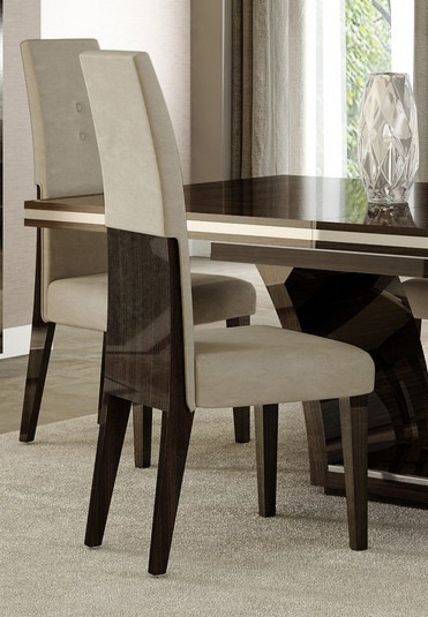 Set Of 2 Espresso Brown Alder Polyurethane Ladder Back Dining Chairs- 329672