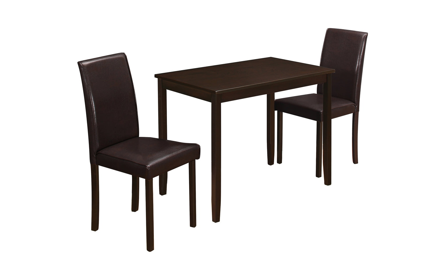 Cappuccino Solid Wood Foam Veneer Leatherlook 3Pcs Dining Set-332565
