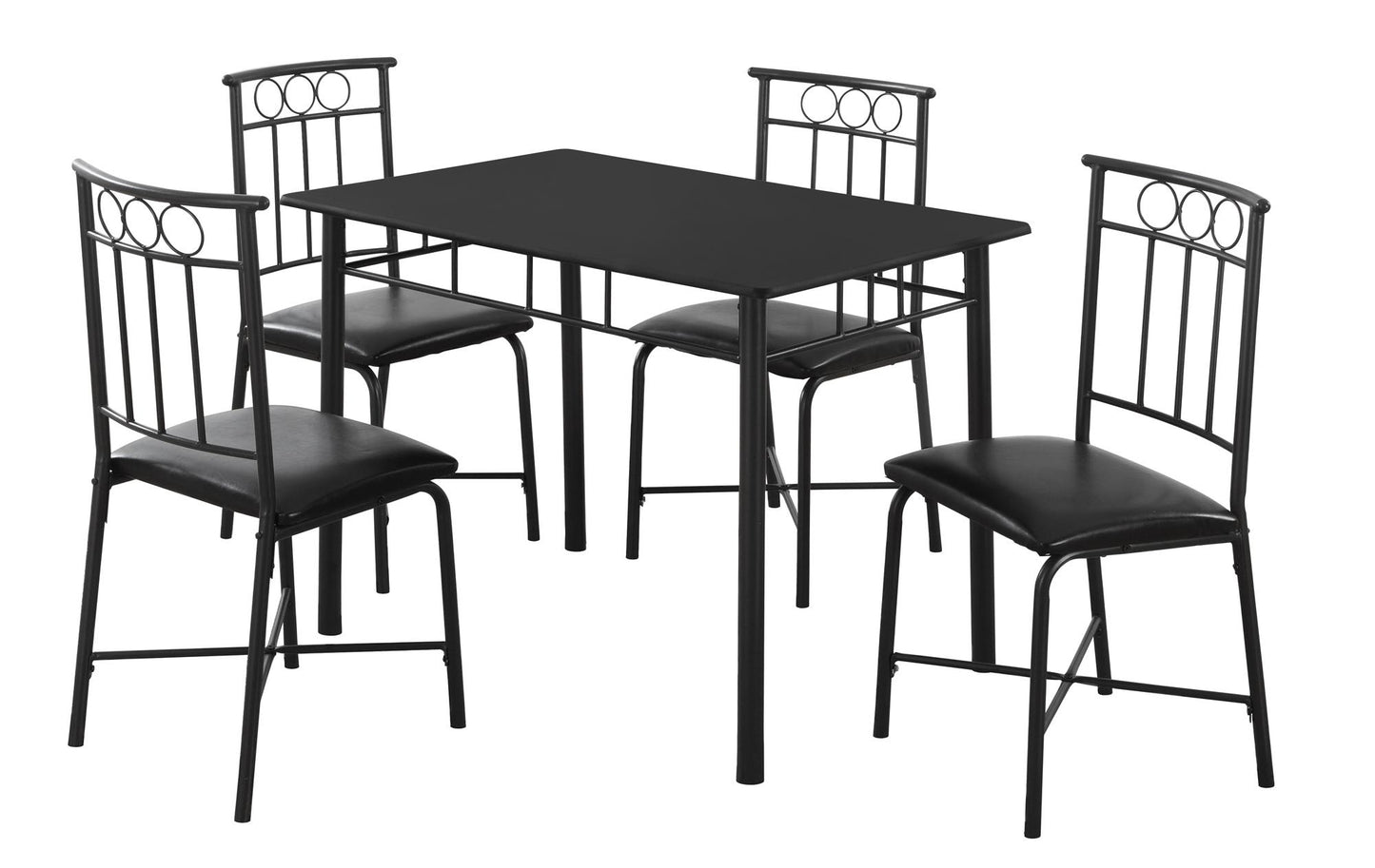 Black Metal Foam Polyurethane Leather Look Polyes 5Pcs Dining Set-332567