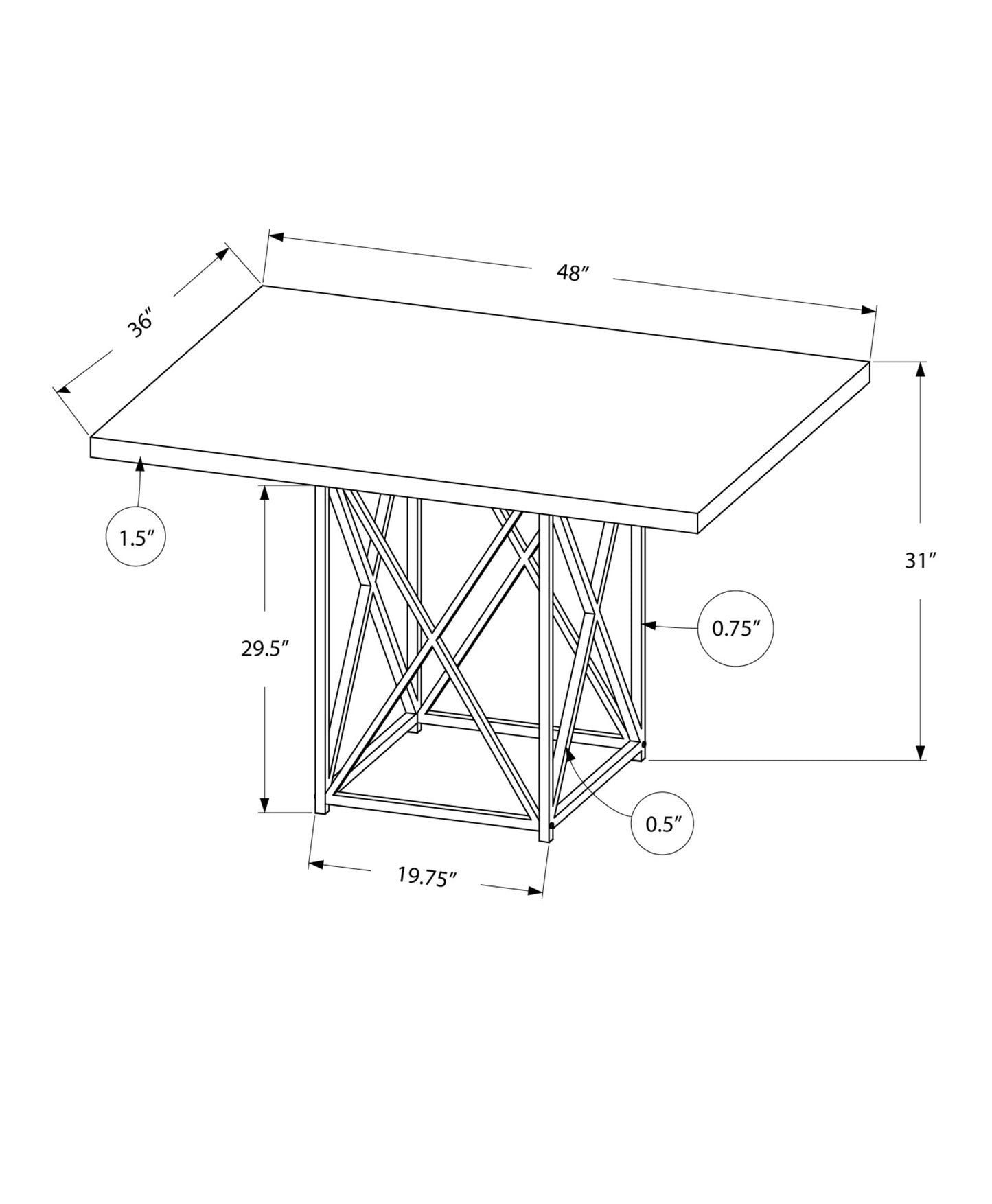Grey Particle Board And Chrome Metal Dining Table-332583