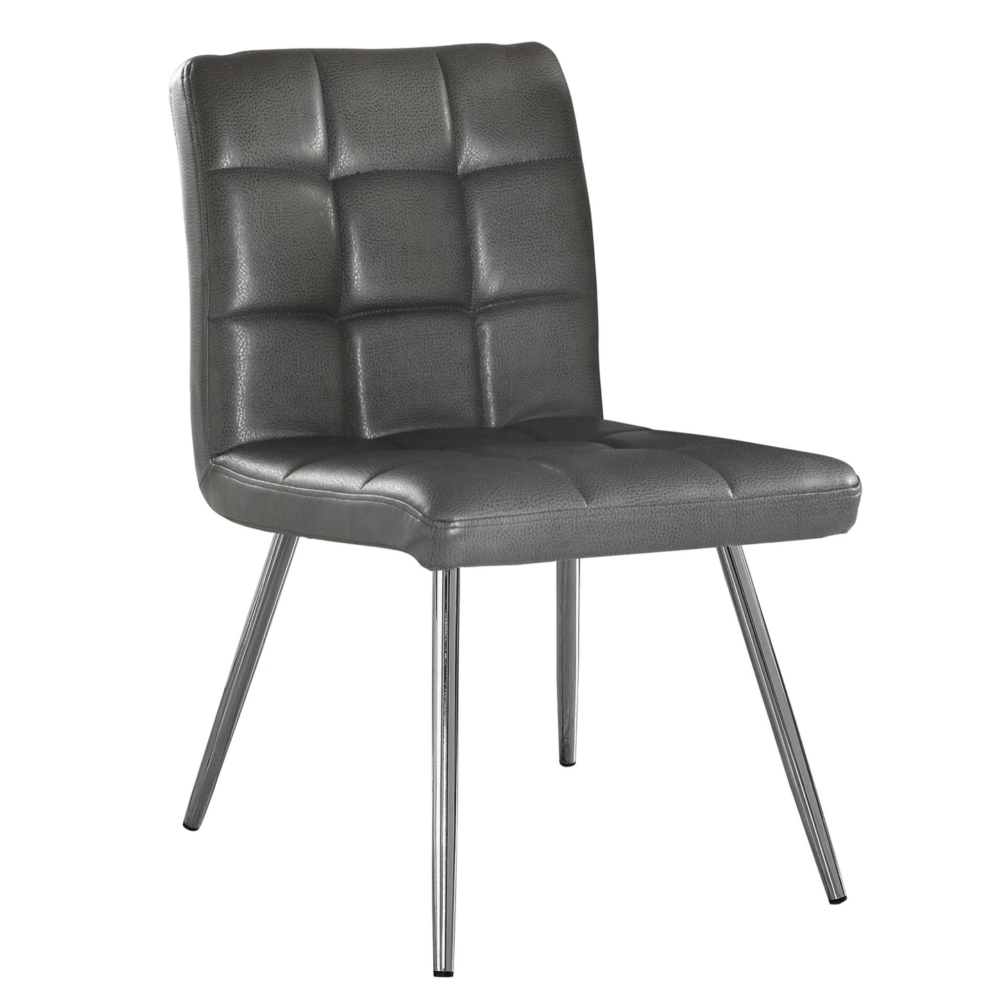 White Foam Metal Polyurethane Leather Look Dining Chairs 2Pcs- 332598