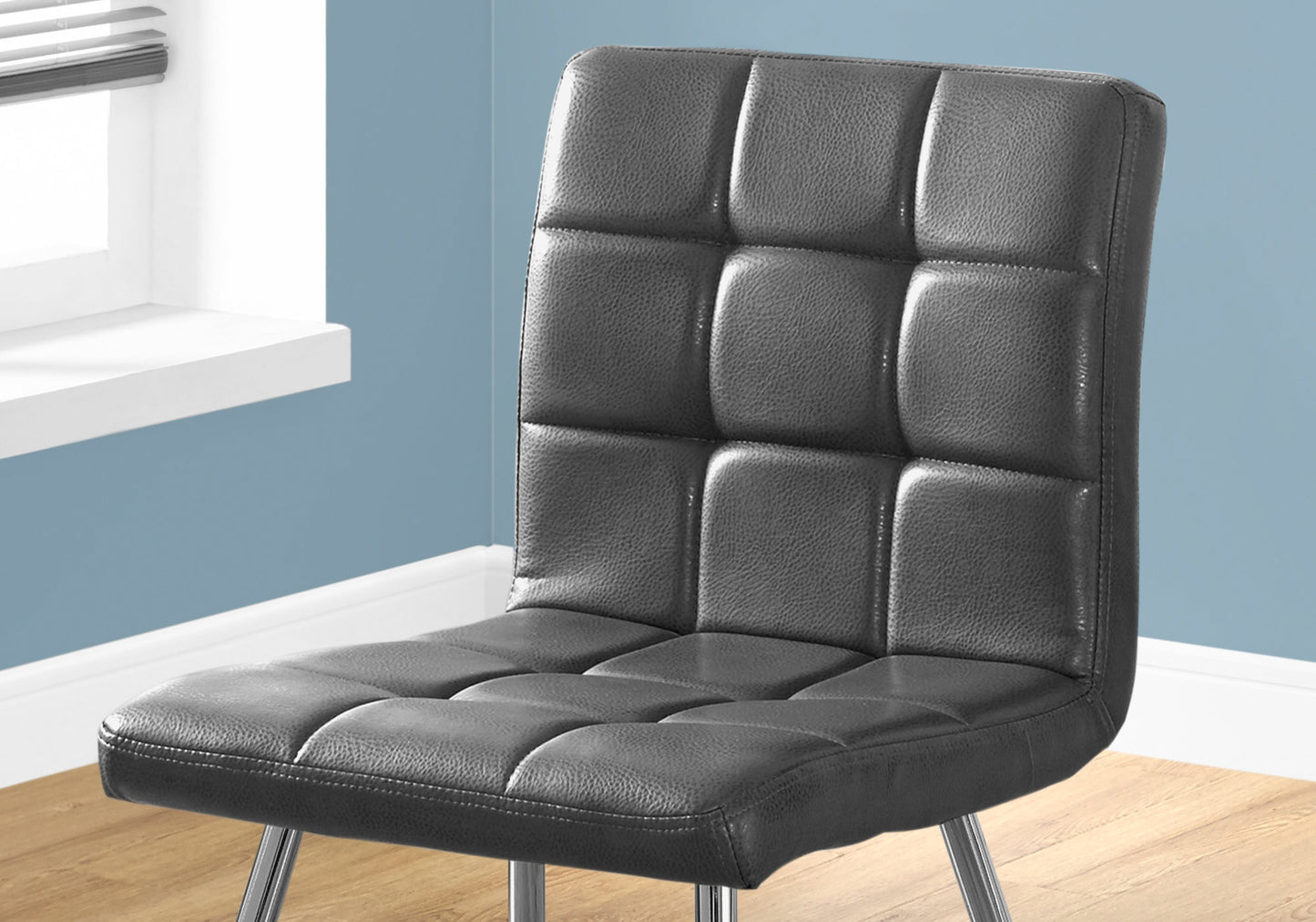 White Foam Metal Polyurethane Leather Look Dining Chairs 2Pcs- 332598
