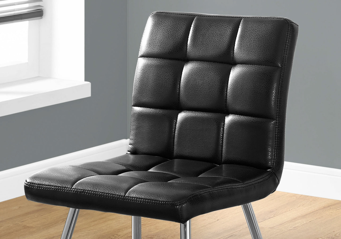 White Foam Metal Polyurethane Leather Look Dining Chairs 2Pcs- 332598