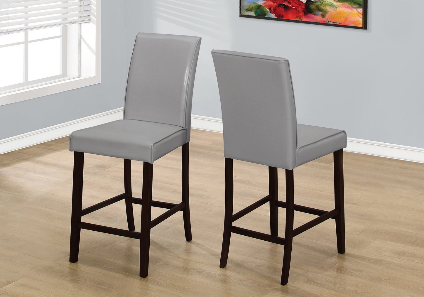 Brown Leather Look Counter Height 2Pcs Dining Chair-332664