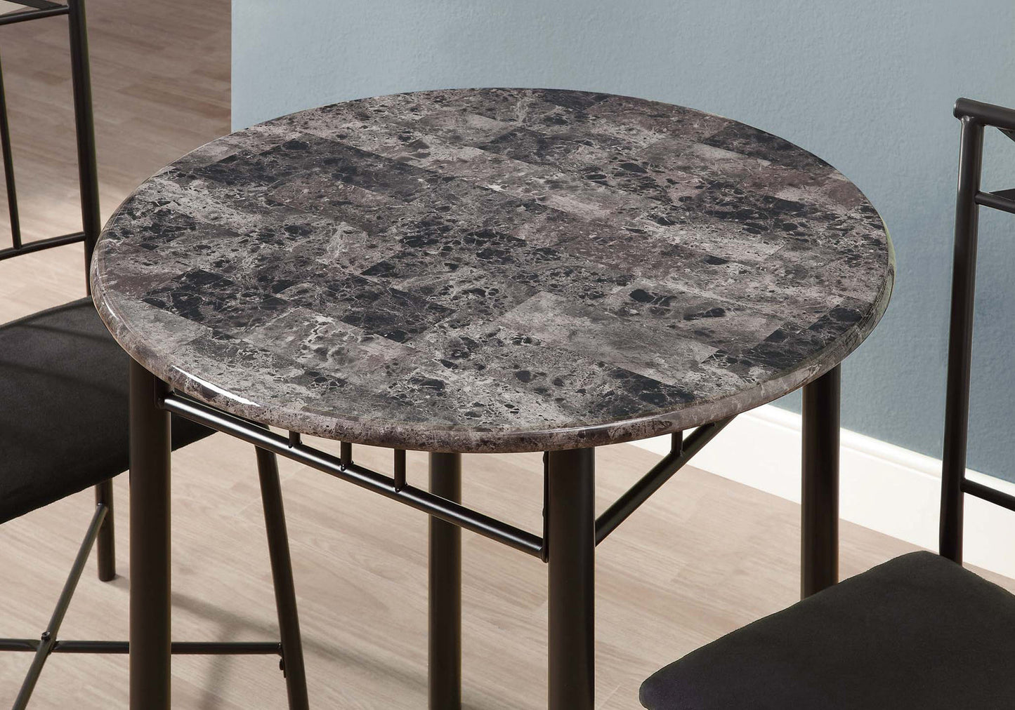 Grey Black Metal Foam Microfiber 3Pcs Dining Set-333009