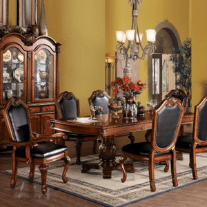 Cherry Wood Poly Resin Dining Table Wdouble Pedestal- 346969