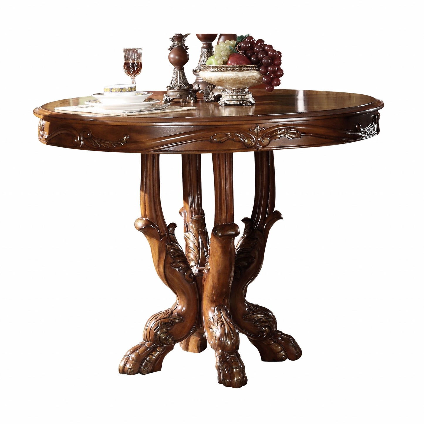 Cherry Oak Wood Poly Resin Counter Height Table-347005
