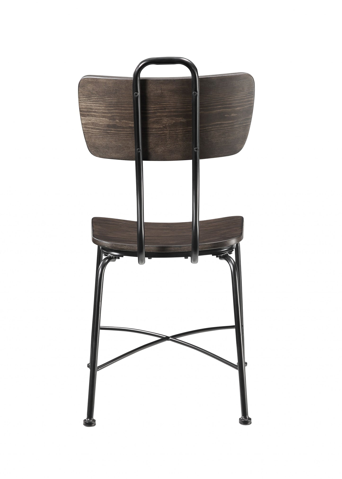 Walnut Wood And Black Metal Base Side Chair Set Of 2- 347339