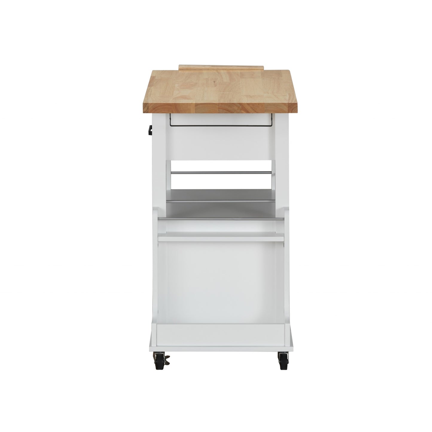 Natural White Wood Casters Kitchen Cart- 347567