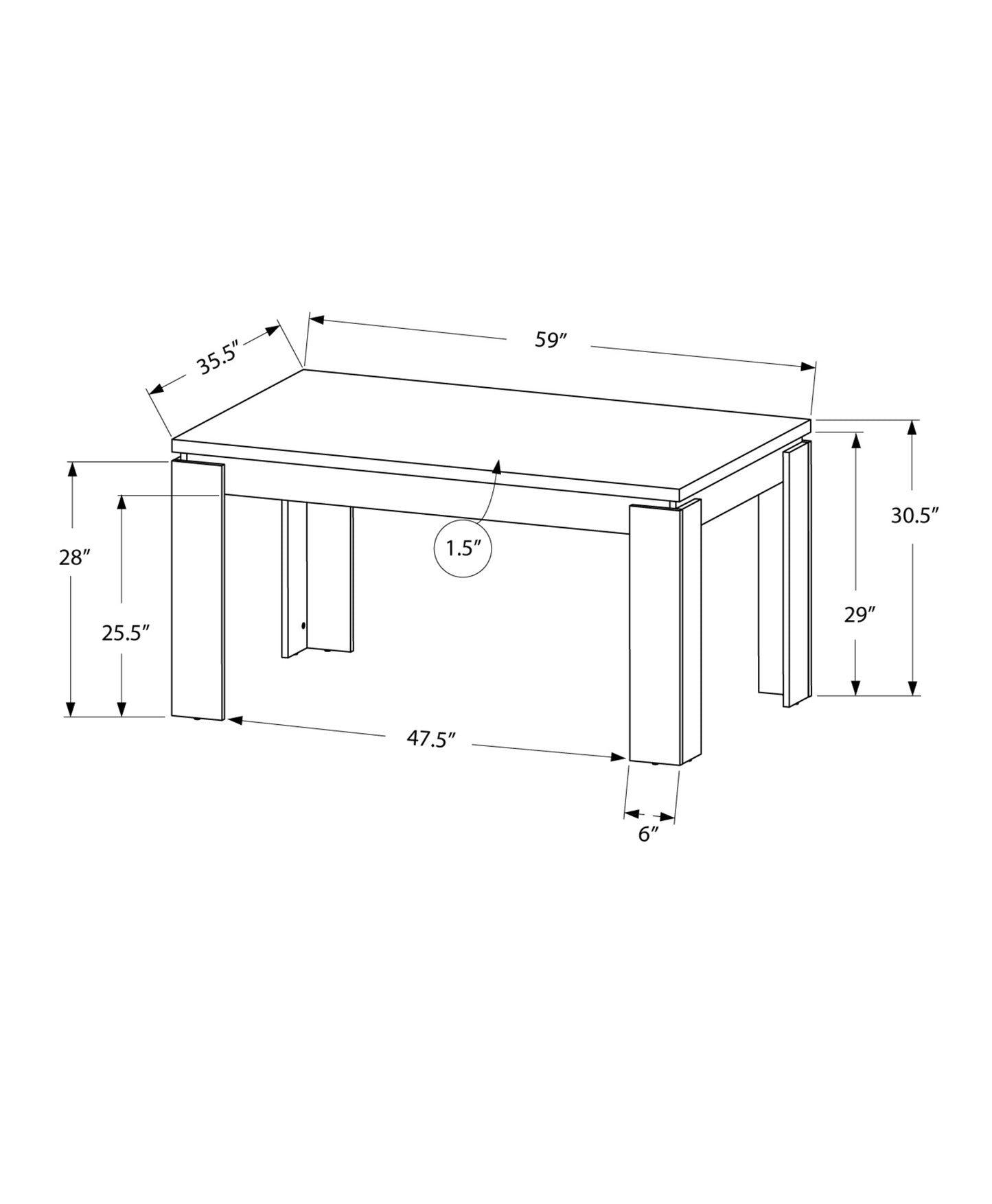 Grey Reclaimed Wood Look Dining Table-355695