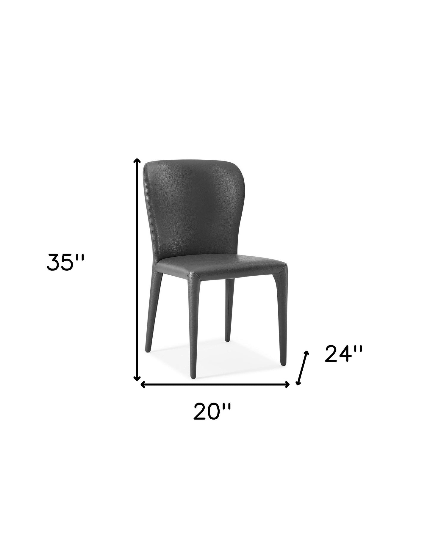 Set Of 2 Gray Faux Leather Dining Chairs- 370663