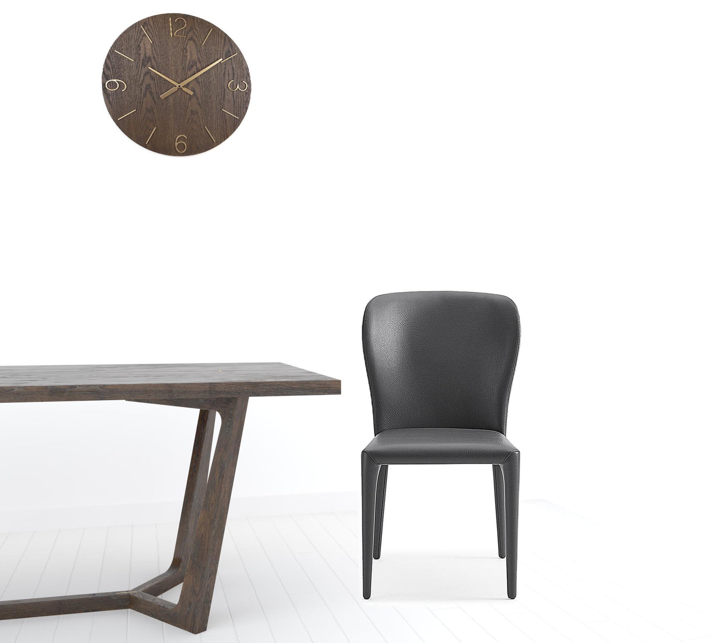Set Of 2 Gray Faux Leather Dining Chairs- 370663