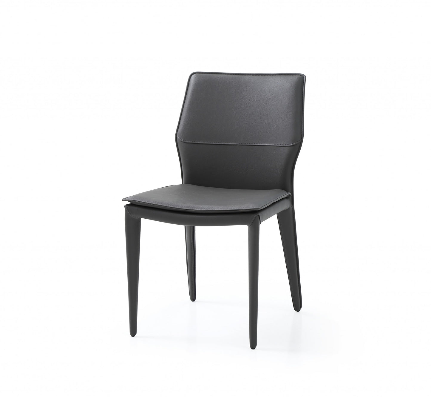 Set Of 2 Dark Faux Leather Metal Dining Chairs- 370668