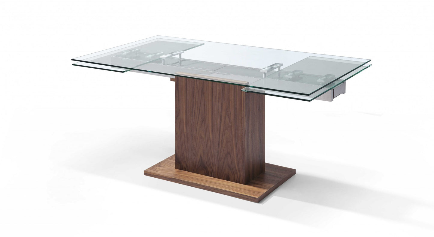 Contemporary Glass Extendable Pedestal Dining Table- 370705