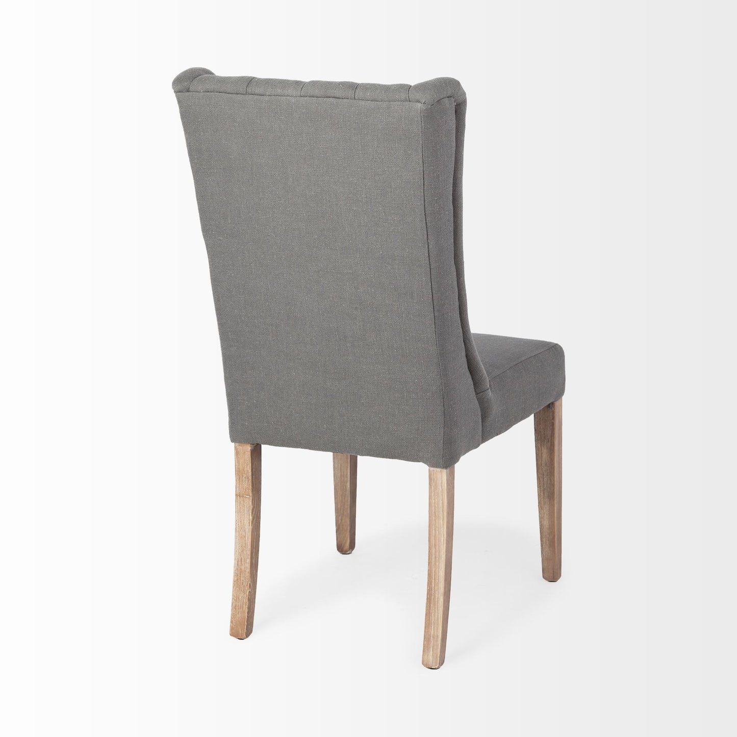 Gray Plush Linen Covering With Ash Solid Wood Base Dining Chair - 380401