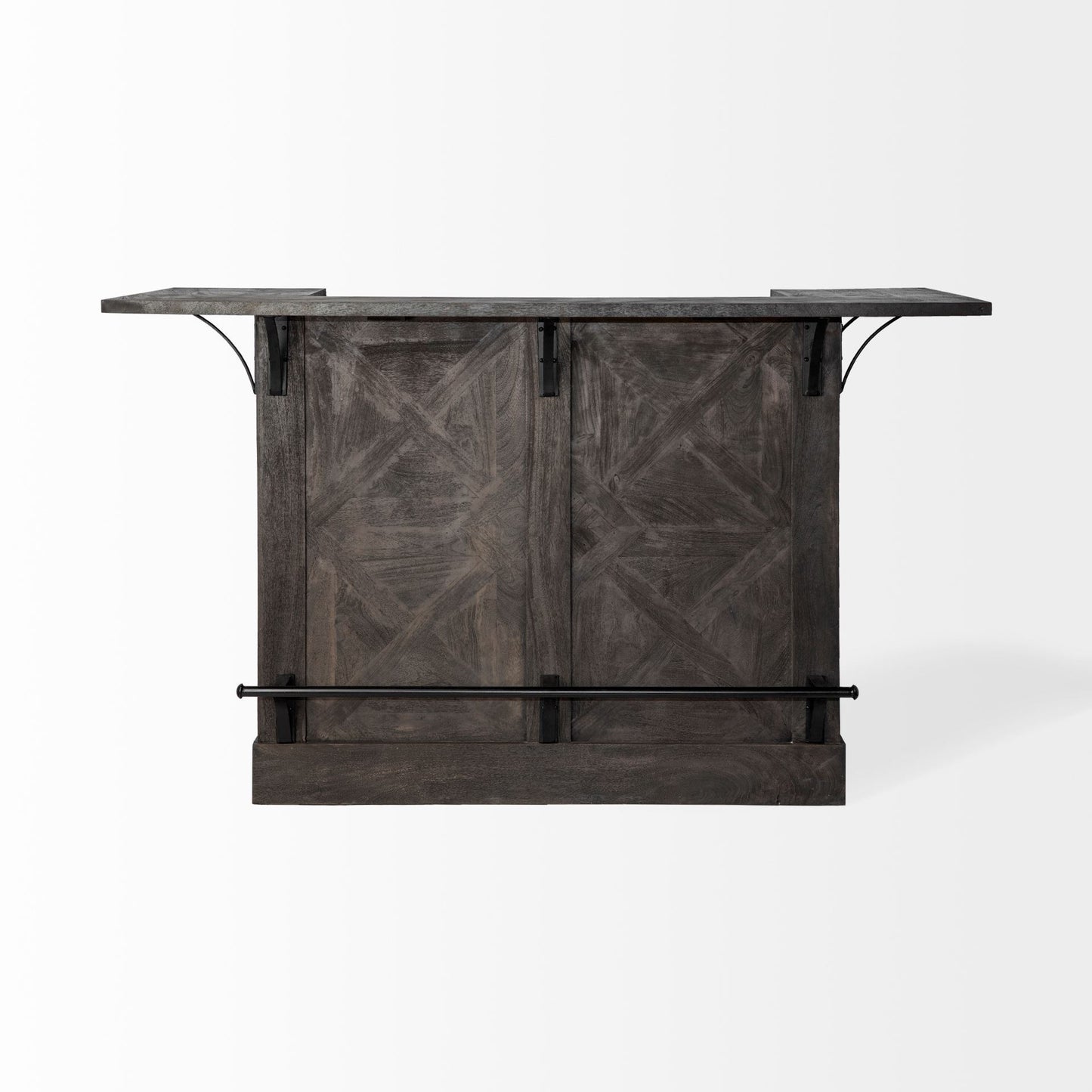 Gray Solid Wood Kitchen Island With Wine Bottle Storage- 380610