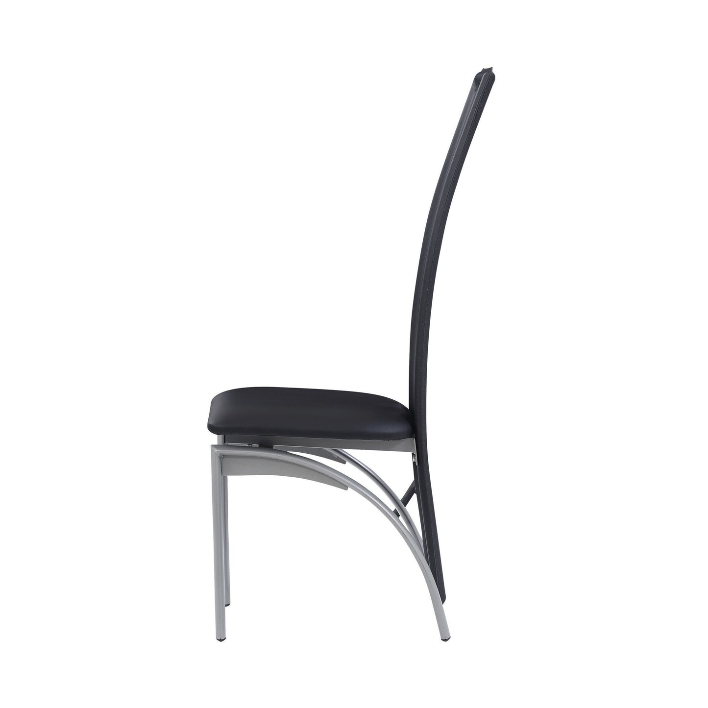 Set Of 4 Silver Rubberwood Solid Back Dining Chairs- 383897