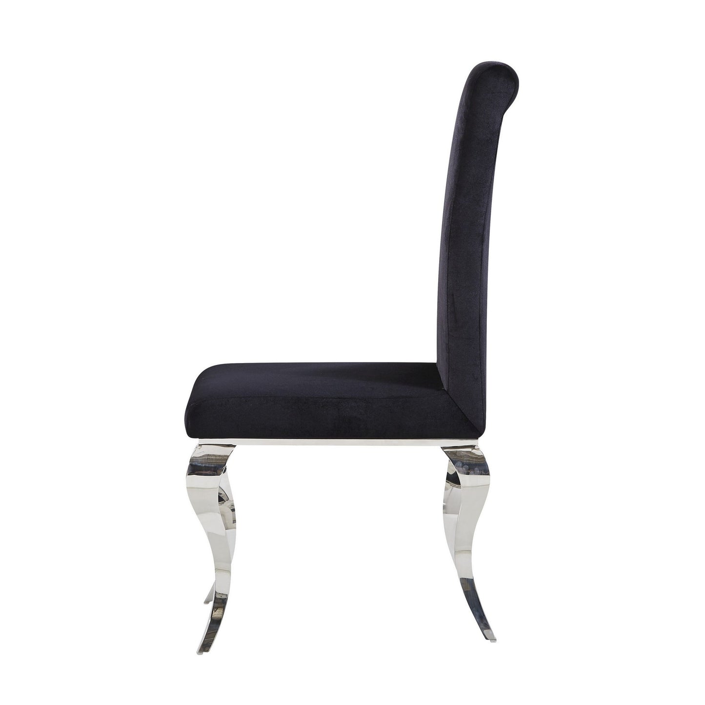 Set Of 2 Black Dining Chairs With Silver Tone Legs-383959