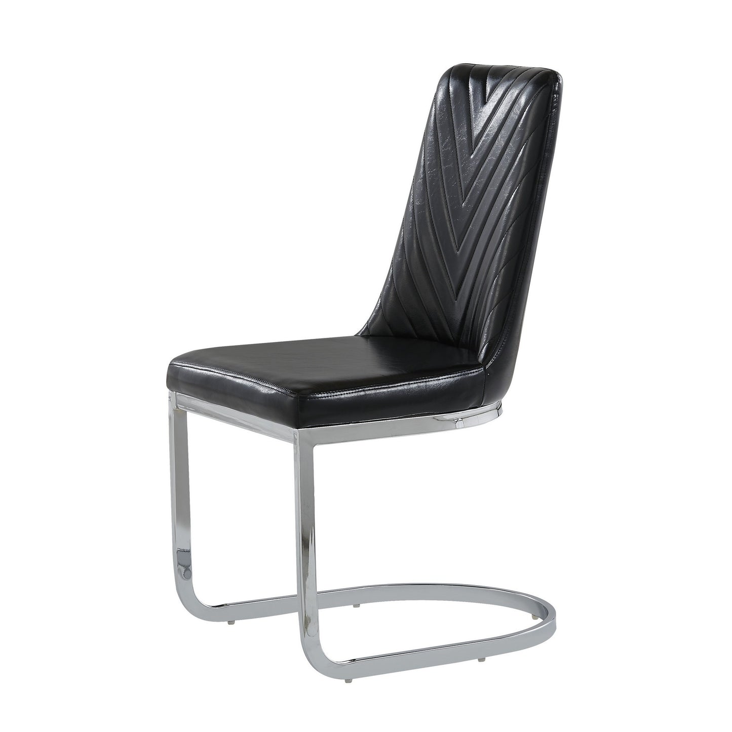 Set Of 2 Modern Black Dining Chairs With Horse Shoe Style Metal Base- 383960