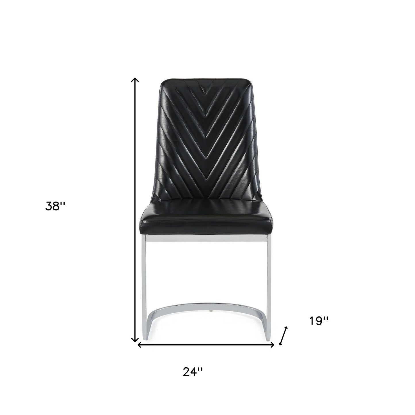 Set Of 2 Modern Black Dining Chairs With Horse Shoe Style Metal Base- 383960
