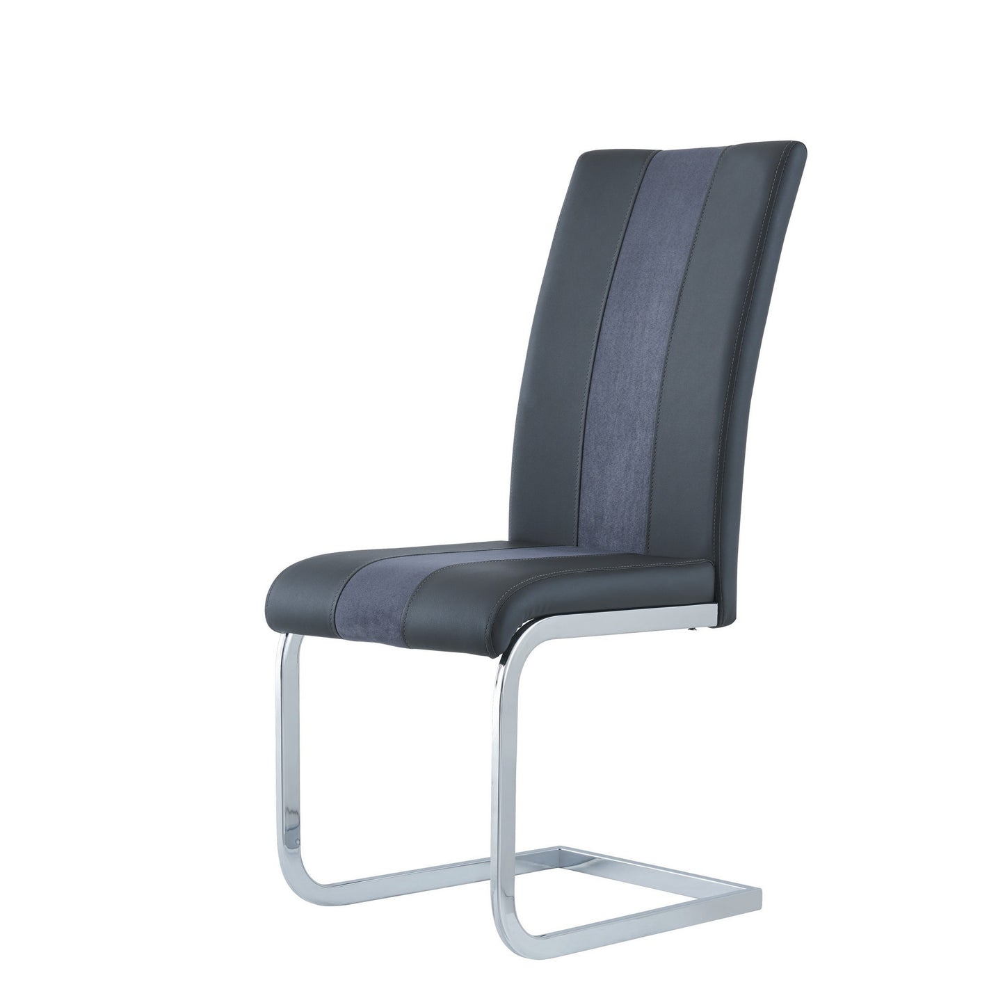 Set Of 4 Grey Two Toned Dining Chairs With Silver Tone Metal Base- 383962