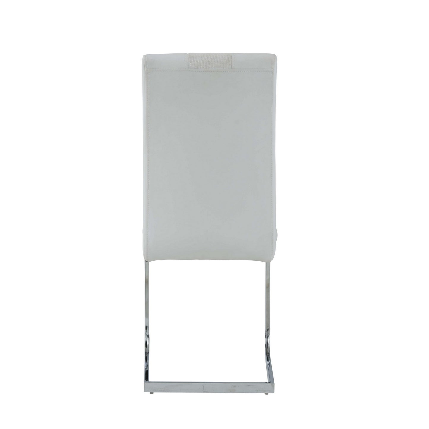 Set Of 4 White Two Toned Dining Chairs With Silver Tone Metal Base- 383964