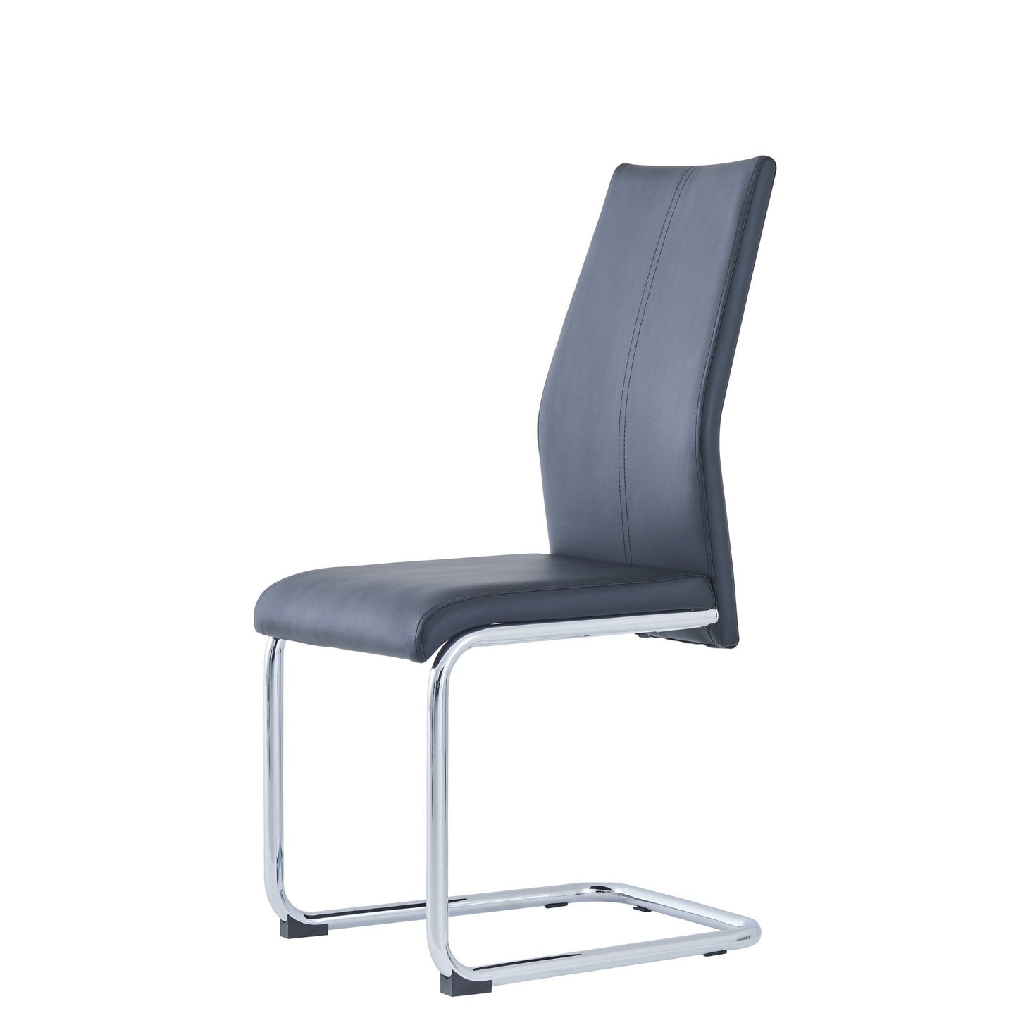 Set Of 4 Modern Black Dining Chairs With Chrome Metal Base- 383966
